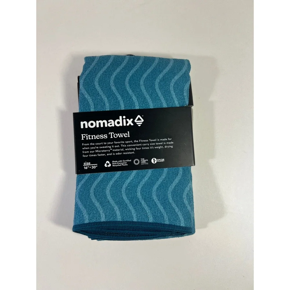 Nomadix Fitness Towel Regenerative Teal Wavy Microterry Quick Dry 16x30 NEW